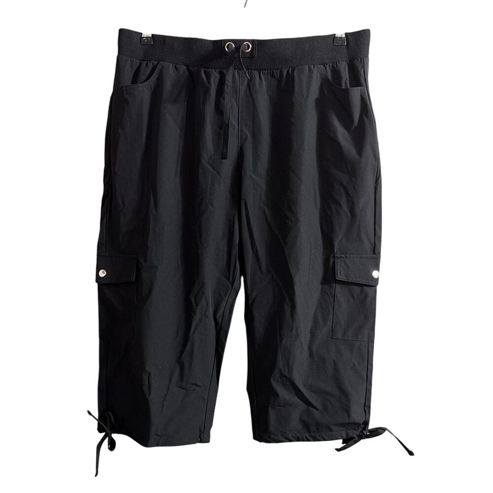 Rosvigor Women's Black Quick Dry Cargo Capri Pants Size Extra Large XL New